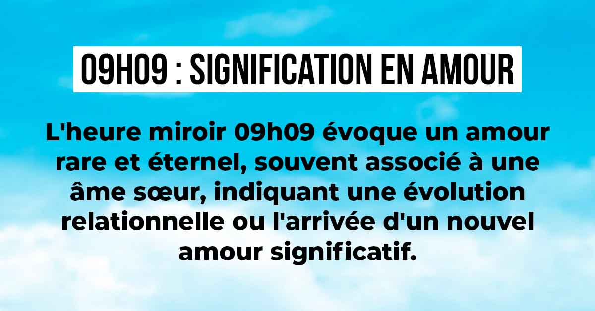découvrez la signification mystique de l'heure miroir 09h09. plongez dans le monde fascinant de la numérologie et des heures doubles, et explorez les messages cachés que l'univers vous envoie à travers cette heure symbolique. apprenez à interpréter ces signes pour mieux comprendre votre chemin de vie.