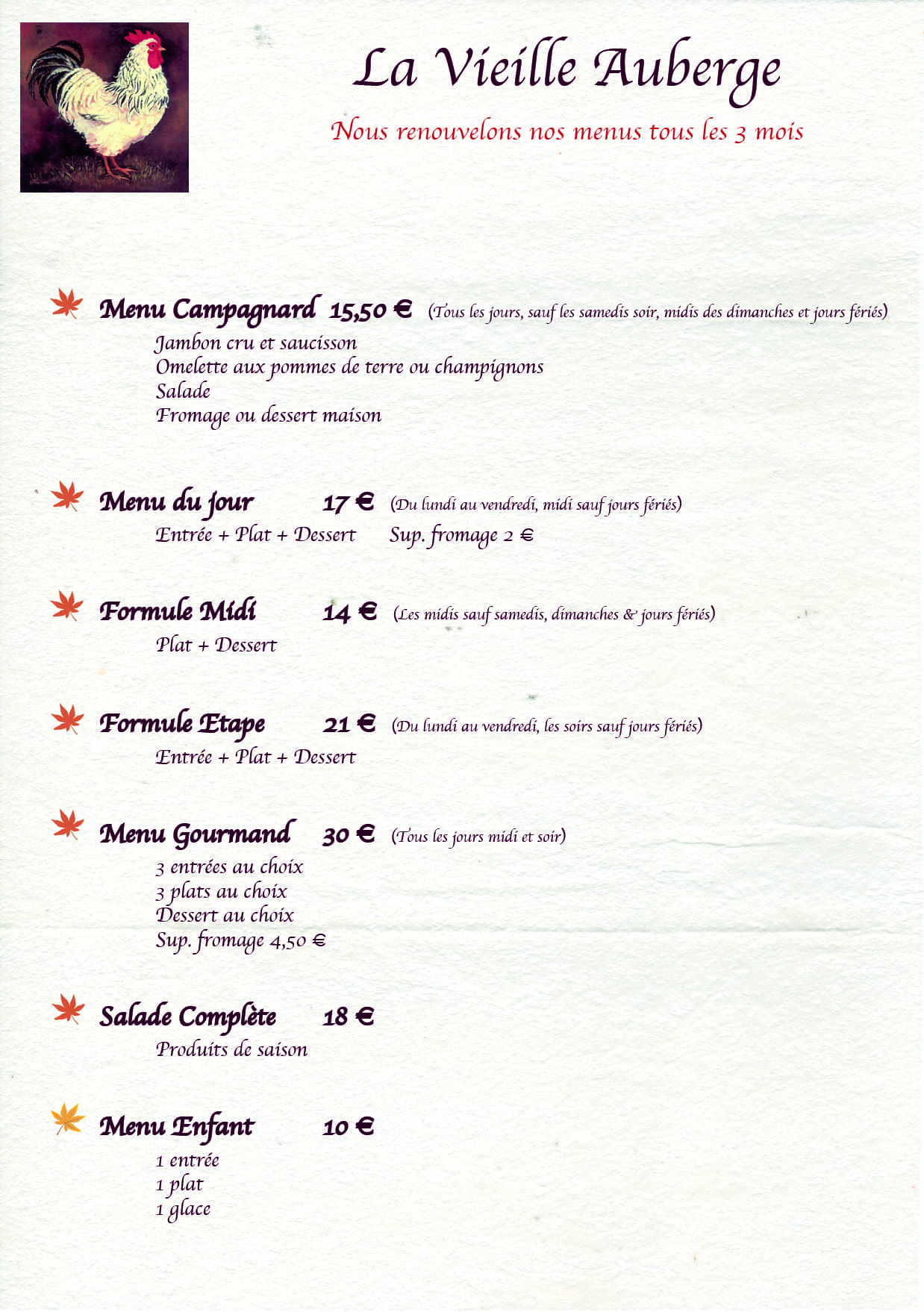 découvrez notre auberge centenaire où le menu d'antan vous plonge dans les saveurs authentiques et traditionnelles d'autrefois.