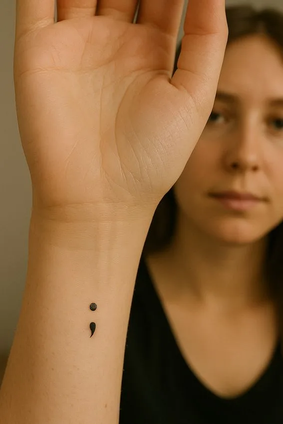 découvrez la signification profonde du tatouage point-virgule et son impact symbolique dans la lutte contre la dépression et le suicide.