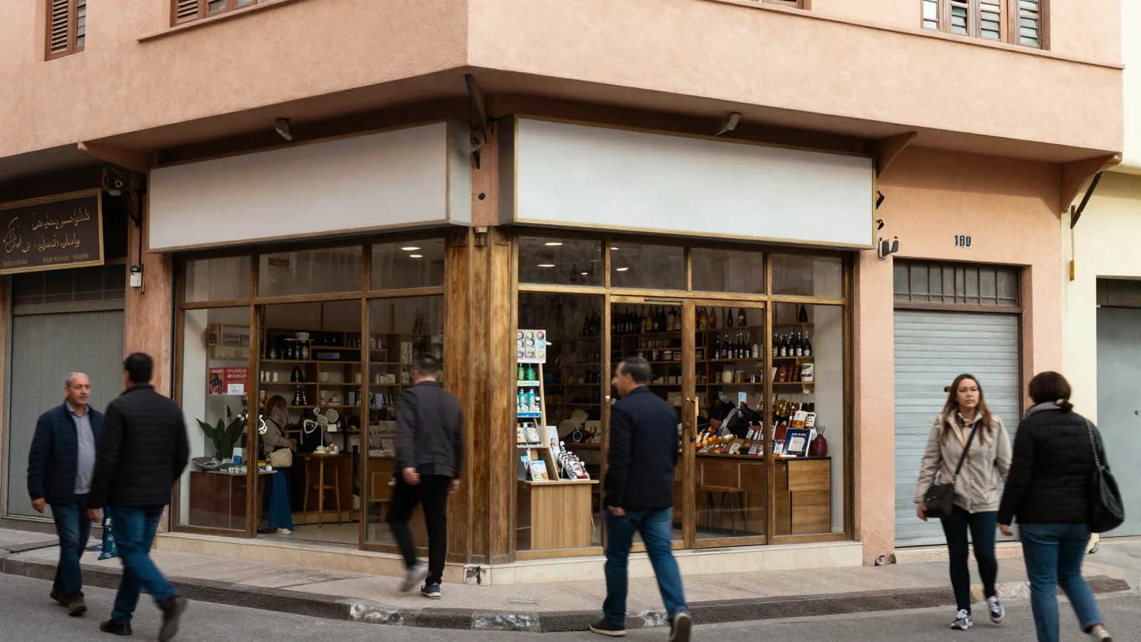 Vendeur porte-à-porte remettant un prospectus à un habitant devant sa porte d'entrée