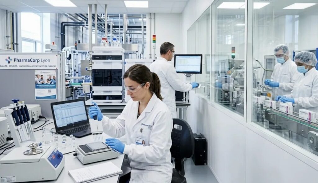 Interface du site emploi Leem présentant des offres d'emploi de l'industrie pharmaceutique