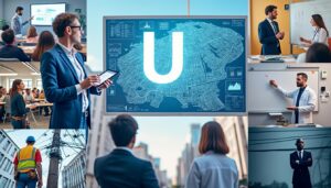 Illustration des métiers en U, urbaniste, urologue et UX designer