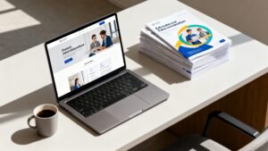 Personne en reconversion suivant une formation Oulala.net en ligne devant un ordinateur pour accéder à un métier bien payé