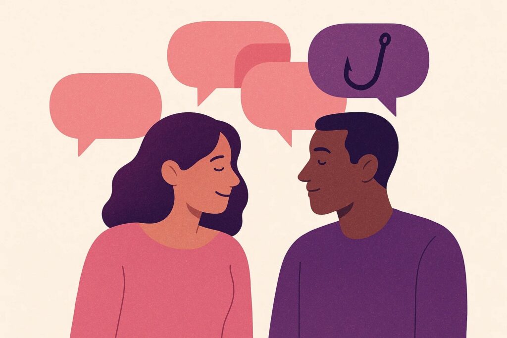 Illustration des phrases préférées des manipulateurs dans une conversation tendue entre deux personnes