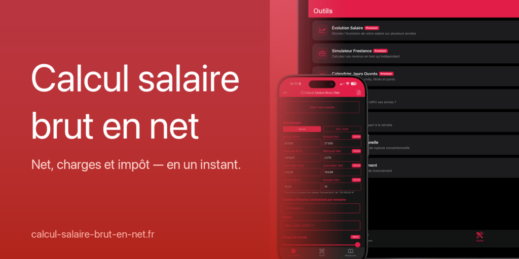 Fiche de paie montrant la conversion d'un salaire de 2050 euros brut en net